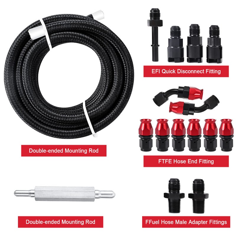Pilida 25FT PTFE Fuel line Kit: 6AN 3/8"" Fuel Hose EFI LS Fuel Injection line E85 Oil Gas Hose Fitting Kit Nylon Stainless Steel - Image 5